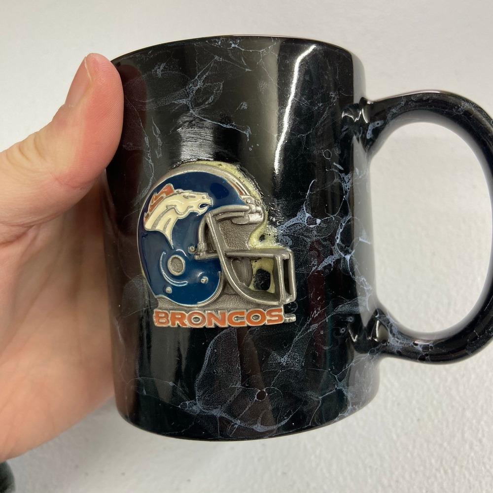 NFL Denver Broncos ceramic marbled black coffee mug football helmet drinkware‎